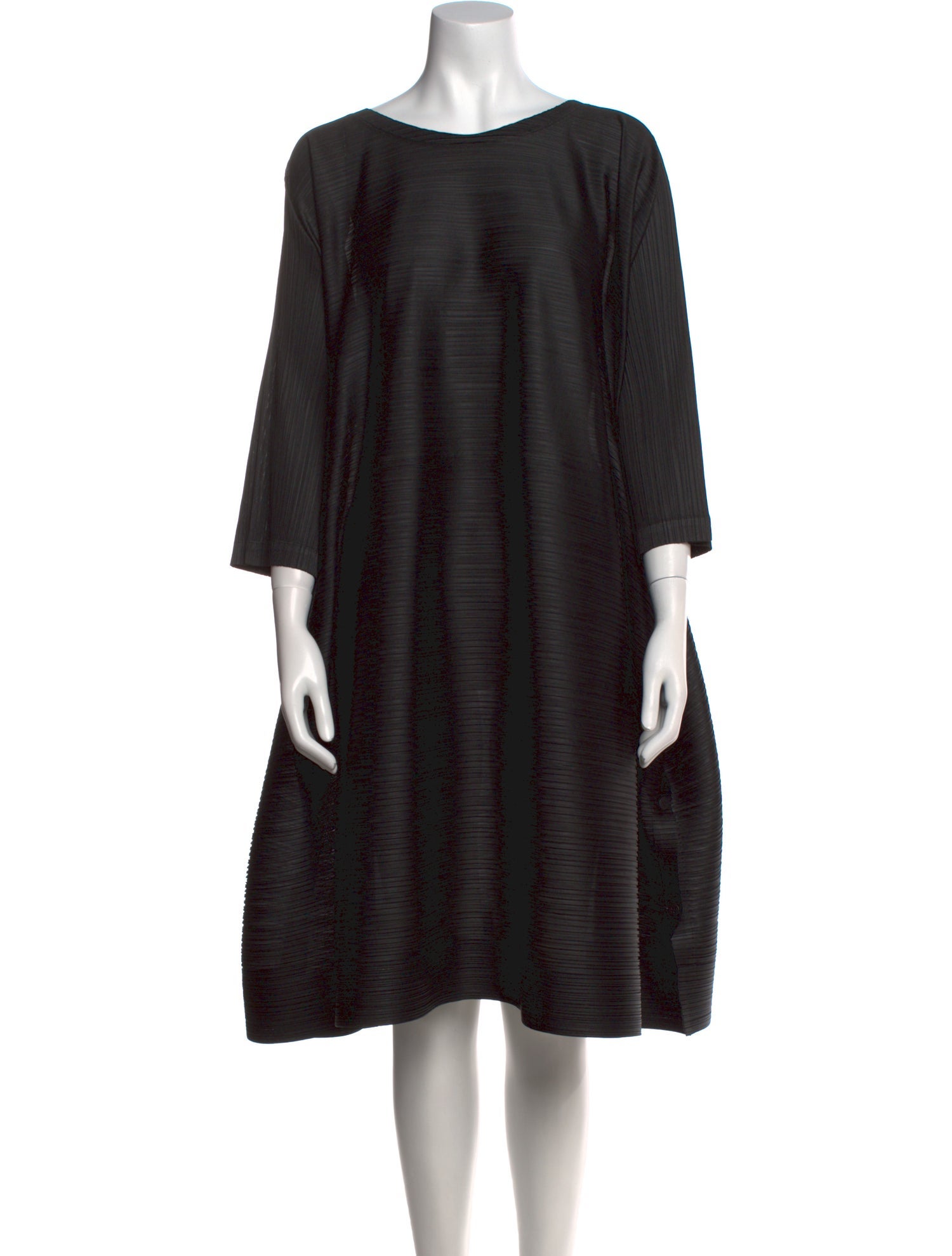 Pleats Please Issey Miyake Bateau Neckline Knee-Length Dress