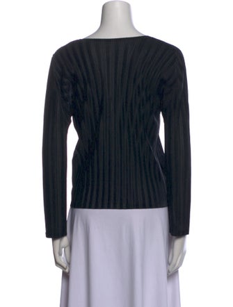 Pleats Please Issey Miyake V-Neck Long Sleeve Crop Top