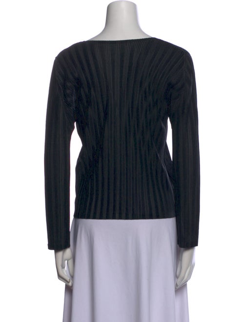 Pleats Please Issey Miyake V-Neck Long Sleeve Crop Top