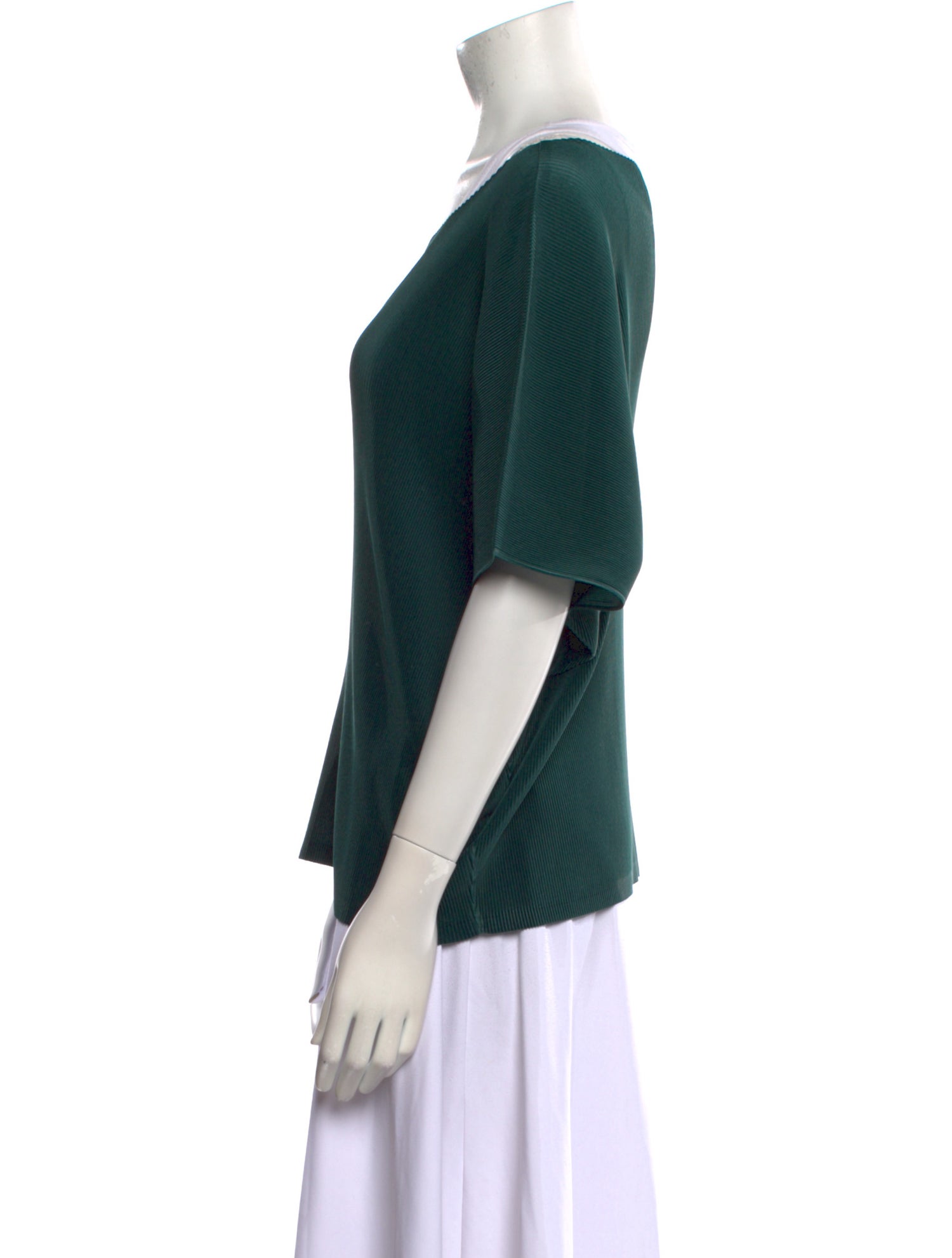 Pleats Please Issey Miyake Scoop Neck Short Sleeve Blouse