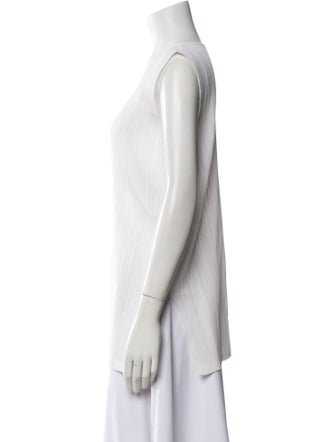 Pleats Please Issey Miyake Bateau Neckline Sleeveless Tunic