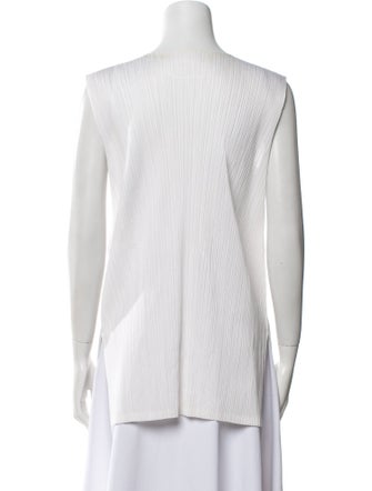 Pleats Please Issey Miyake Bateau Neckline Sleeveless Tunic