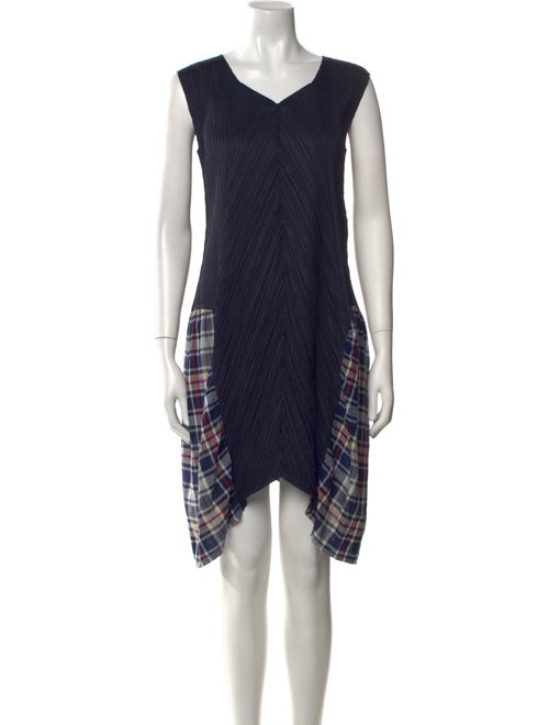 Pleats Please Issey Miyake Plaid Print Knee-Length Dress