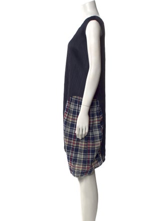 Pleats Please Issey Miyake Plaid Print Knee-Length Dress