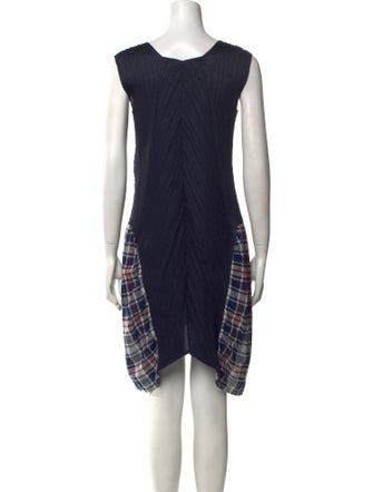 Pleats Please Issey Miyake Plaid Print Knee-Length Dress