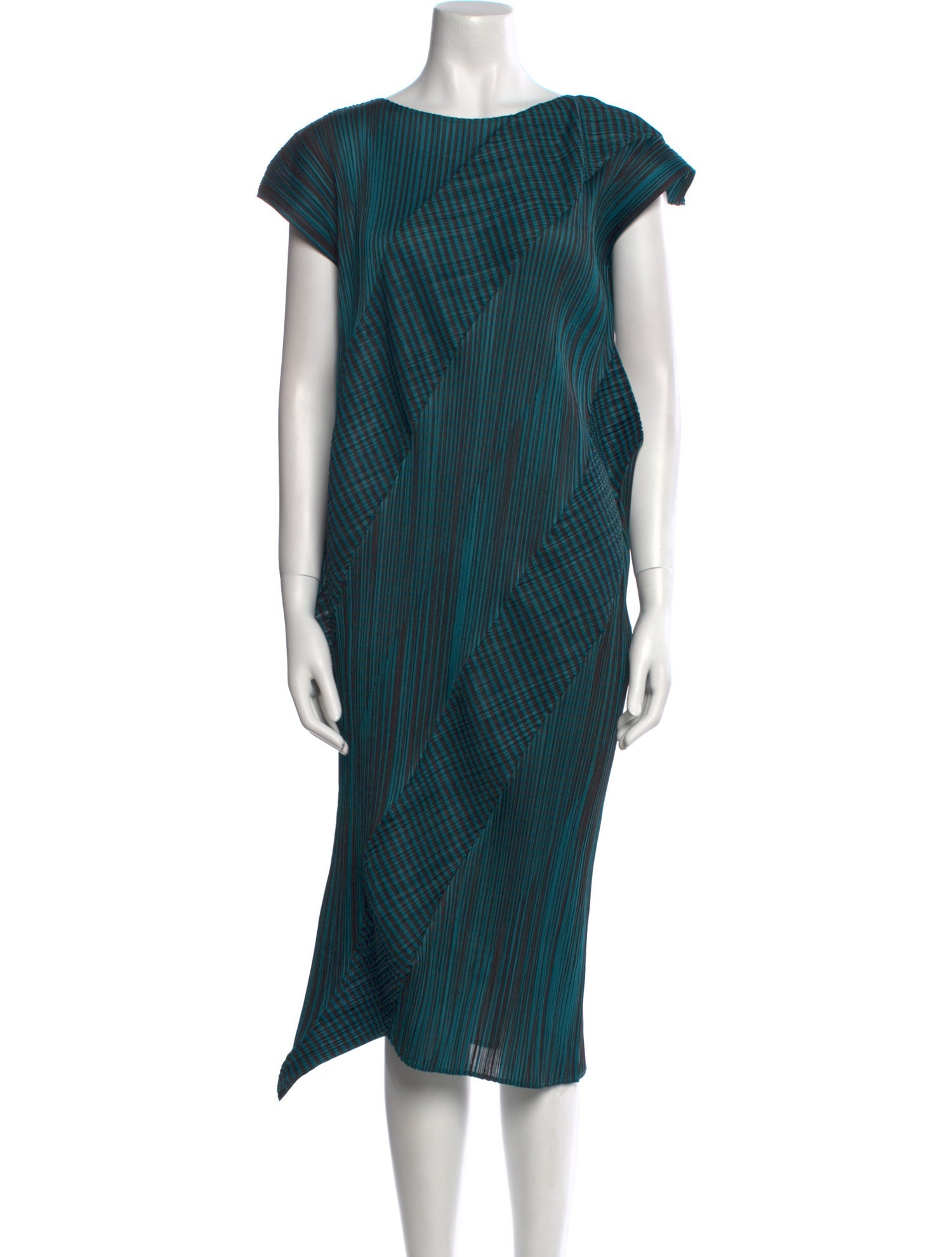 Pleats Please Issey Miyake Striped Midi Length Dress