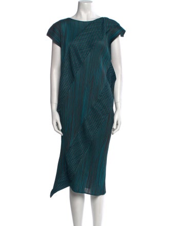 Pleats Please Issey Miyake Striped Midi Length Dress