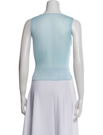 Pleats Please Issey Miyake Scoop Neck Sleeveless Top