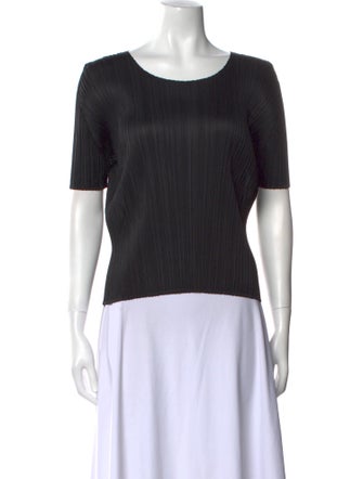 Pleats Please Issey Miyake Scoop Neck Short Sleeve T-Shirt