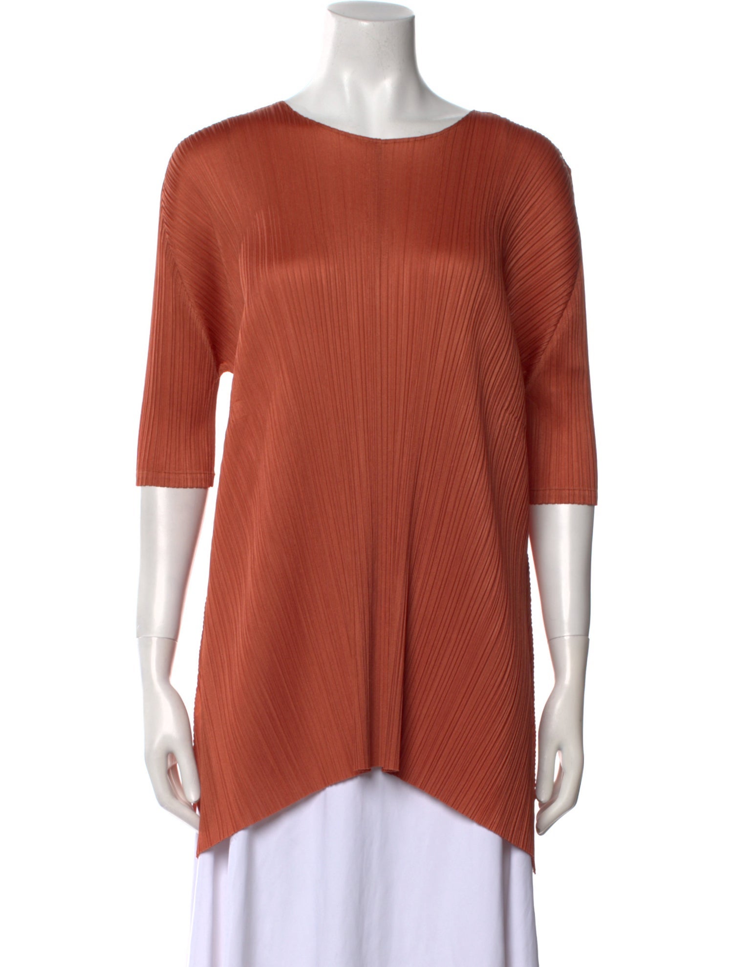 Pleats Please Issey Miyake Bateau Neckline Mini Dress