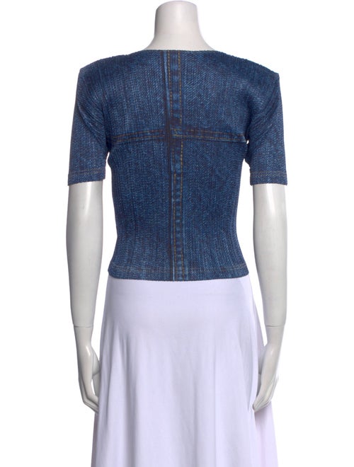 Pleats Please Issey Miyake Scoop Neck Short Sleeve Crop Top