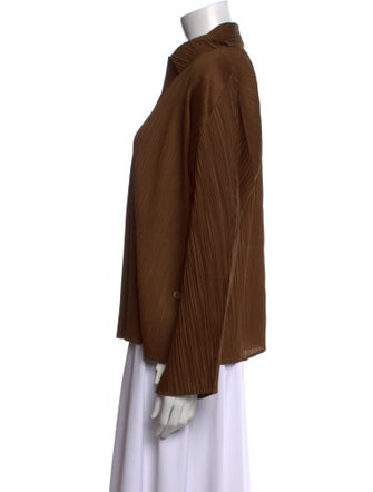 Pleats Please Issey Miyake Long Sleeve Button-Up Top