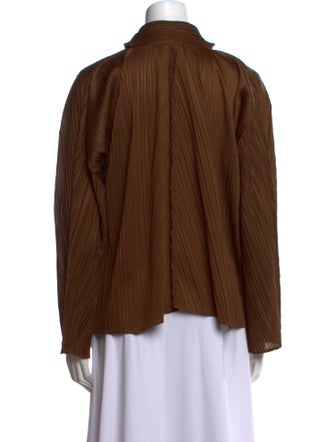Pleats Please Issey Miyake Long Sleeve Button-Up Top