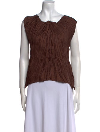 Pleats Please Issey Miyake Scoop Neck Sleeveless Top