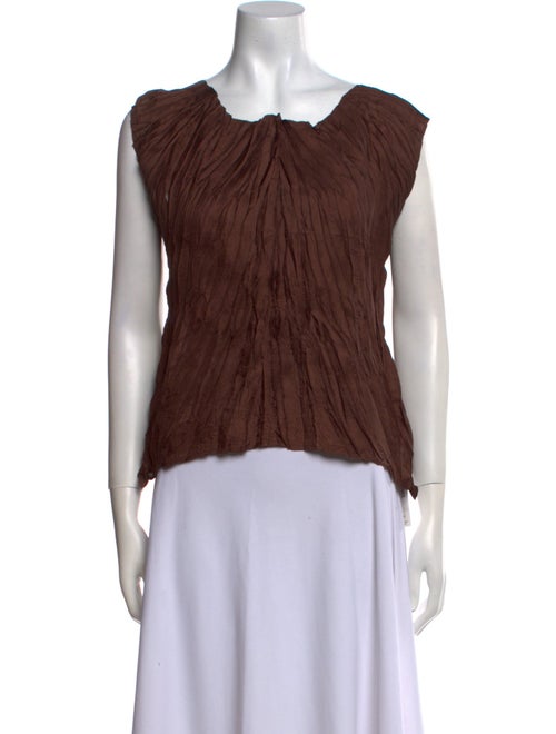 Pleats Please Issey Miyake Scoop Neck Sleeveless Top