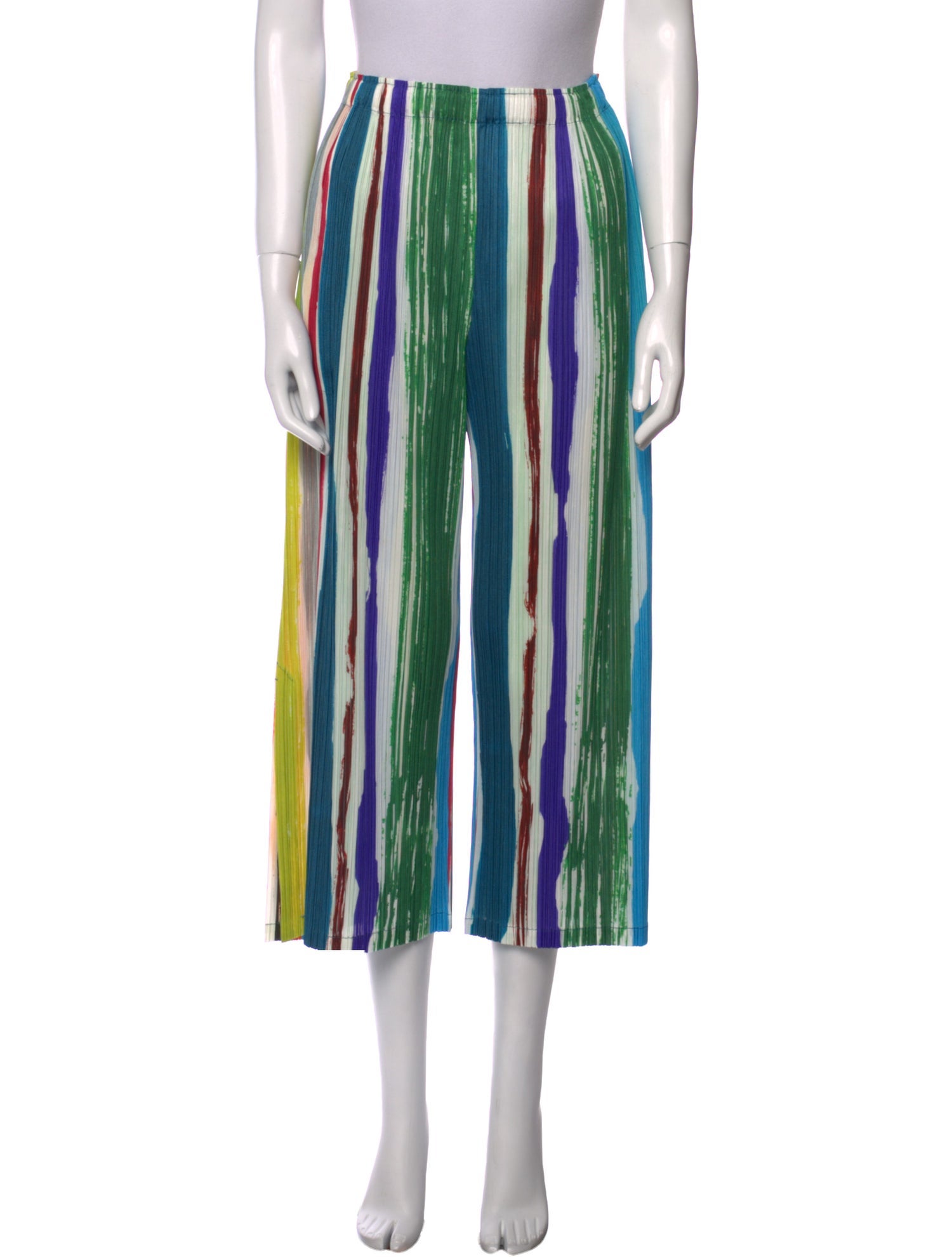 Pleats Please Issey Miyake Striped Wide Leg Pants