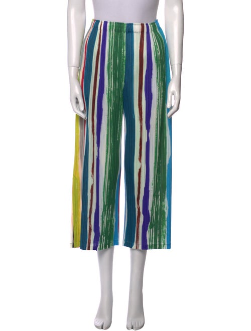 Pleats Please Issey Miyake Striped Wide Leg Pants