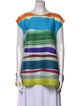 Pleats Please Issey Miyake Striped Bateau Neckline Tunic