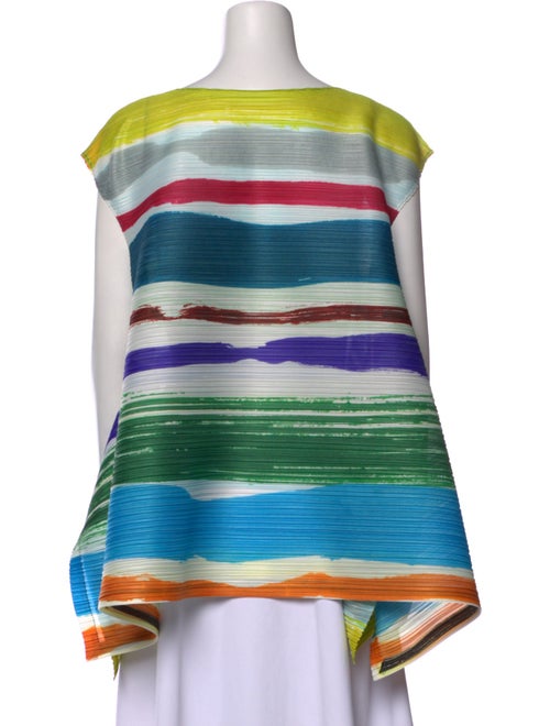 Pleats Please Issey Miyake Striped Bateau Neckline Tunic