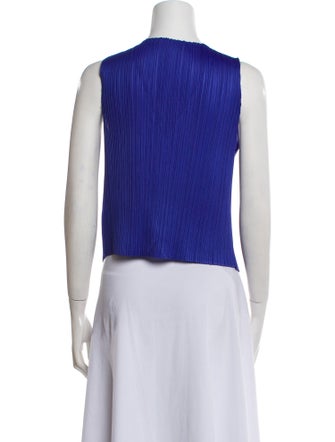 Pleats Please Issey Miyake V-Neck Sleeveless Crop Top