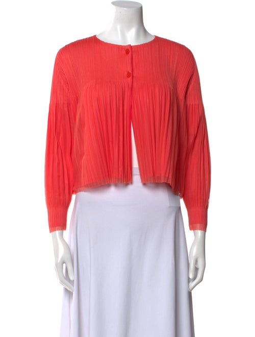 Pleats Please Issey Miyake Crew Neck Long Sleeve Crop Top