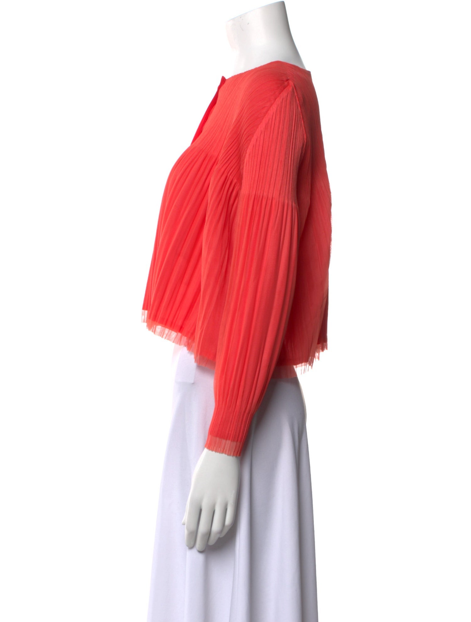 Pleats Please Issey Miyake Crew Neck Long Sleeve Crop Top