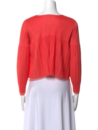 Pleats Please Issey Miyake Crew Neck Long Sleeve Crop Top