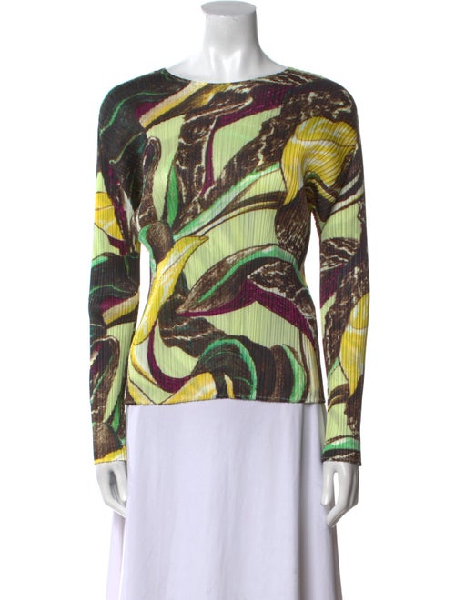 Pleats Please Issey Miyake Printed Bateau Neckline Top