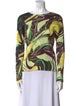 Pleats Please Issey Miyake Printed Bateau Neckline Top