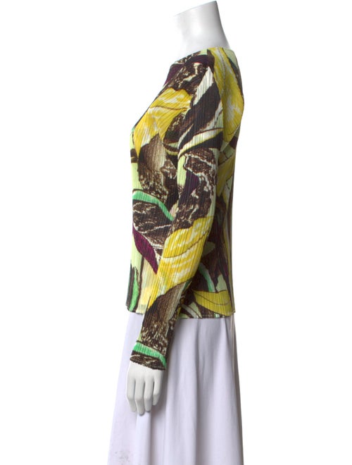 Pleats Please Issey Miyake Printed Bateau Neckline Top