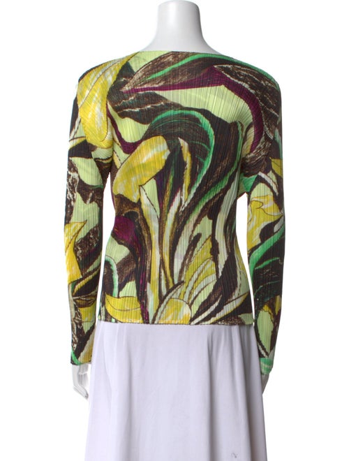 Pleats Please Issey Miyake Printed Bateau Neckline Top