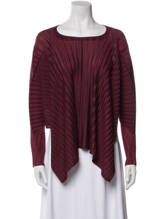 Pleats Please Issey Miyake Striped Square Neckline Blouse