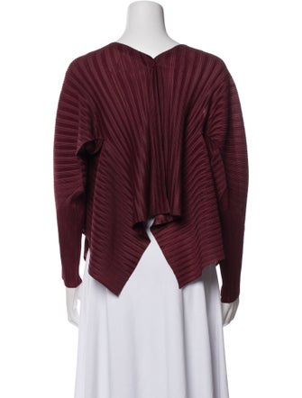 Pleats Please Issey Miyake Striped Square Neckline Blouse