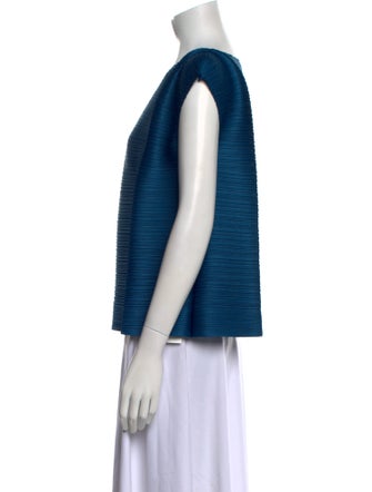 Pleats Please Issey Miyake Scoop Neck Short Sleeve Top