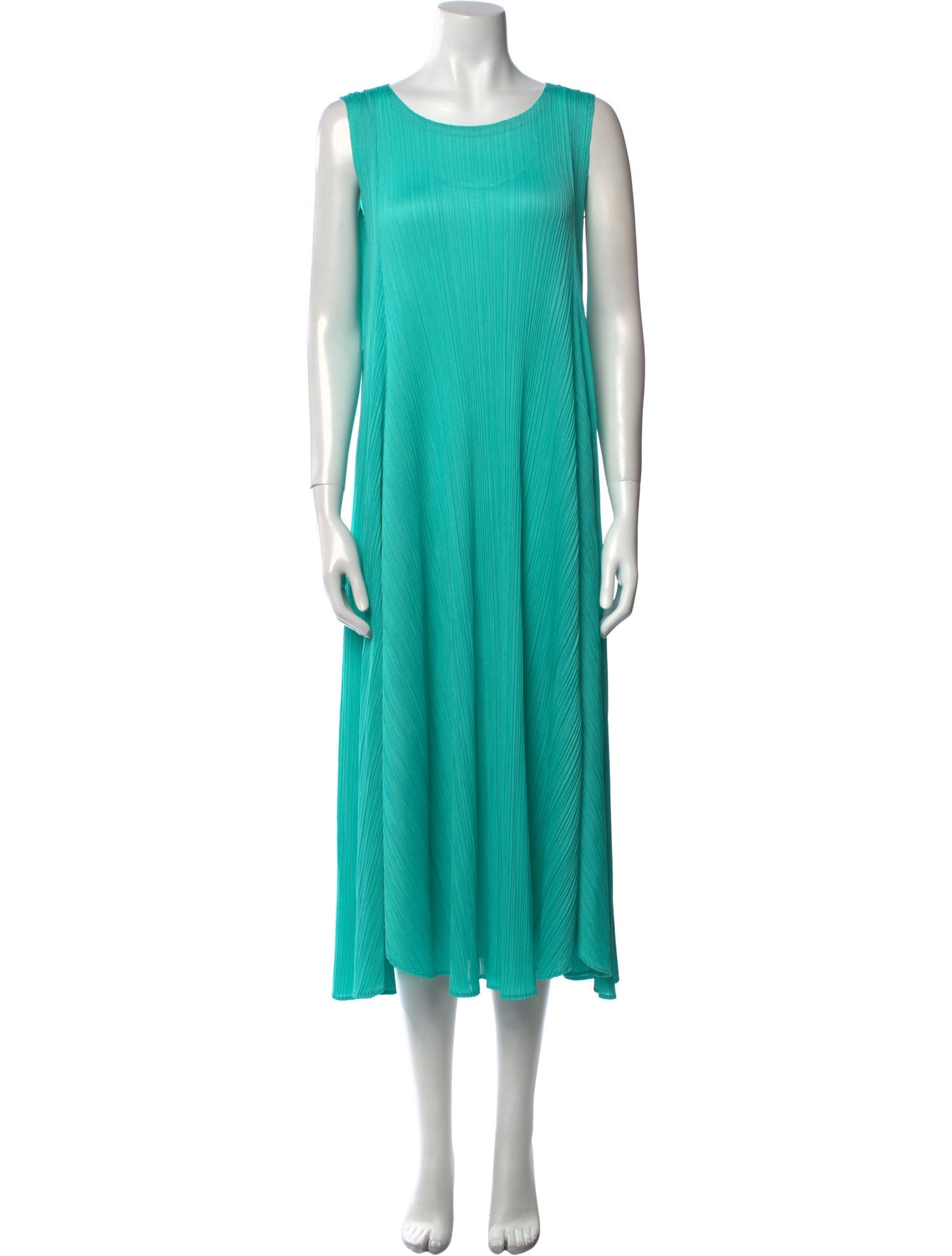 Pleats Please Issey Miyake Scoop Neck Midi Length Dress