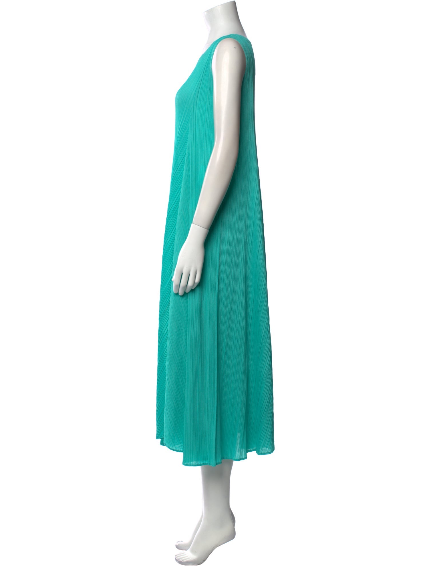Pleats Please Issey Miyake Scoop Neck Midi Length Dress