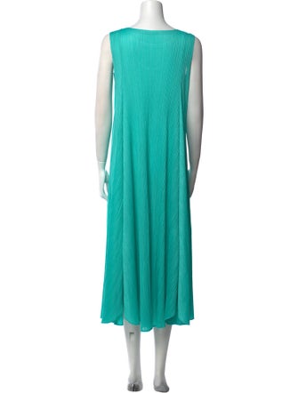 Pleats Please Issey Miyake Scoop Neck Midi Length Dress