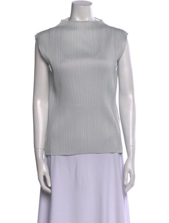 Pleats Please Issey Miyake Mock Neck Sleeveless Top