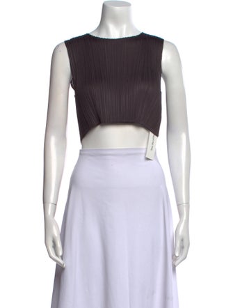 Pleats Please Issey Miyake Scoop Neck Sleeveless Crop Top
