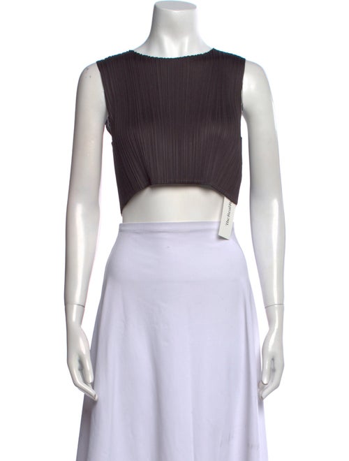 Pleats Please Issey Miyake Scoop Neck Sleeveless Crop Top