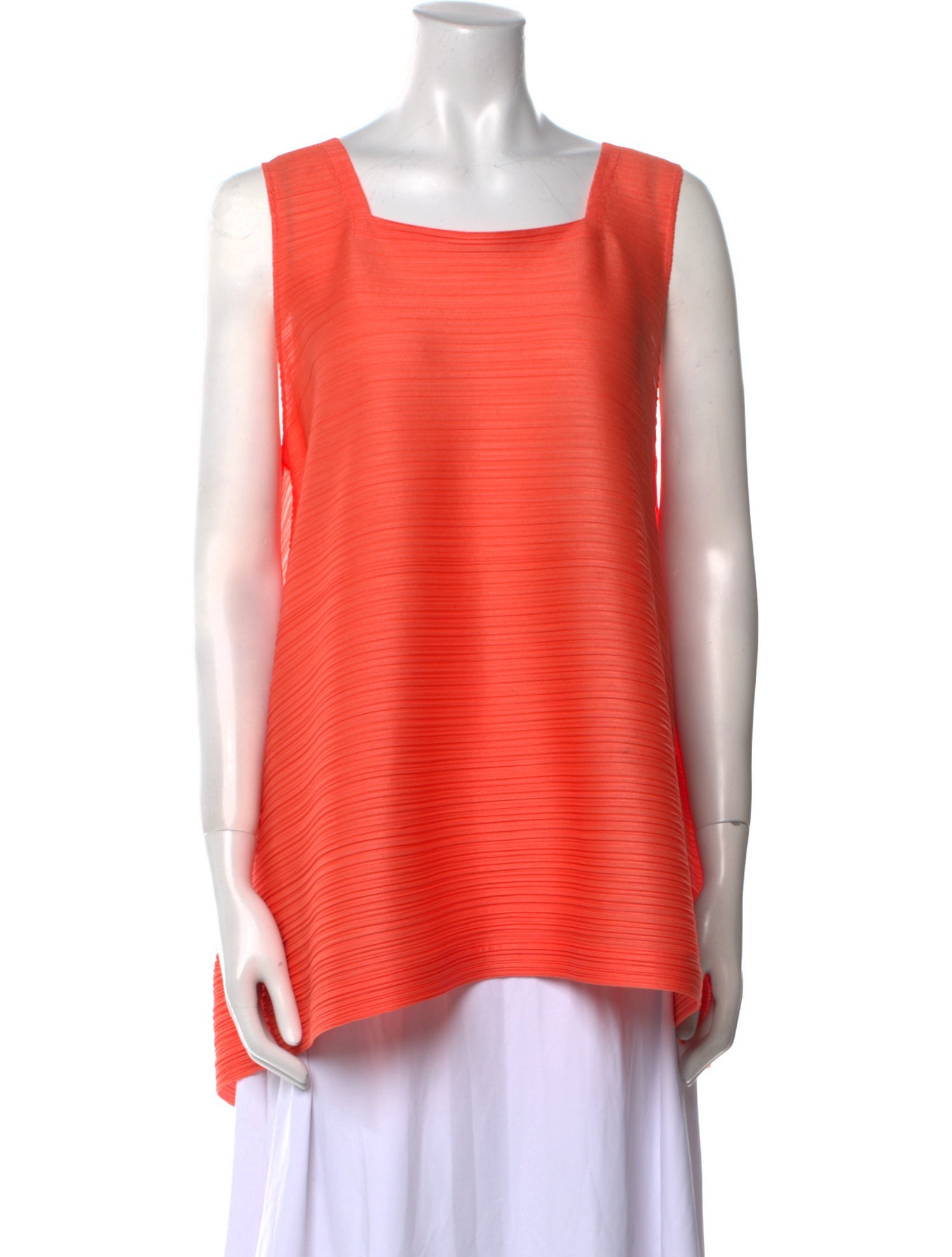 Pleats Please Issey Miyake Square Neckline Sleeveless Tunic