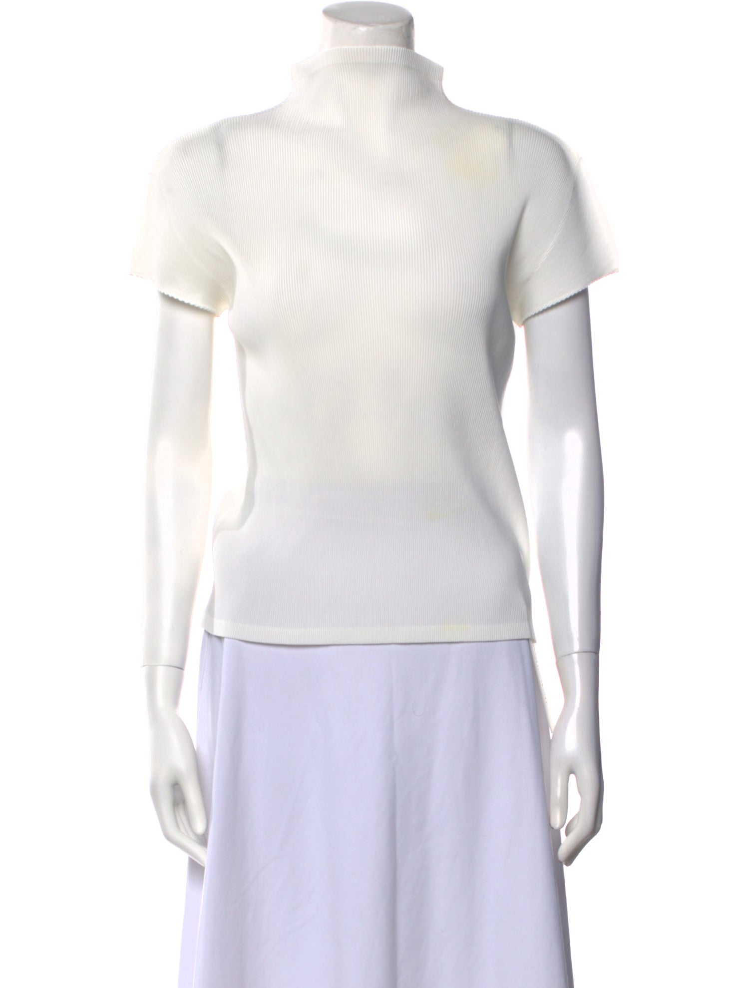 Pleats Please Issey Miyake Mock Neck Short Sleeve Top
