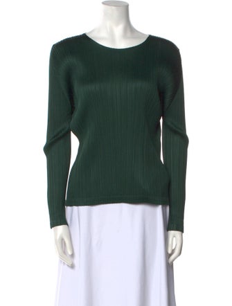 Pleats Please Issey Miyake Scoop Neck Long Sleeve Top