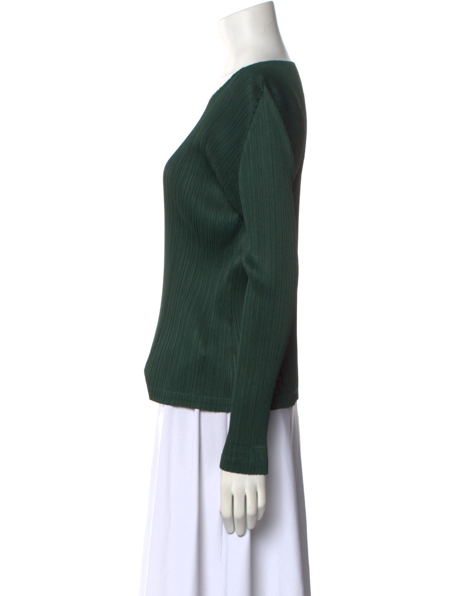 Pleats Please Issey Miyake Scoop Neck Long Sleeve Top