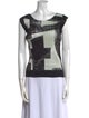 Pleats Please Issey Miyake Graphic Print Scoop Neck Top