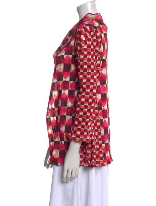 Pleats Please Issey Miyake Printed V-Neck Crop Top