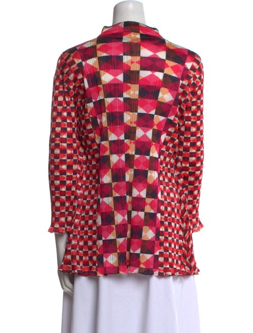 Pleats Please Issey Miyake Printed V-Neck Crop Top