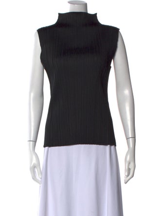Pleats Please Issey Miyake Mock Neck Sleeveless Top