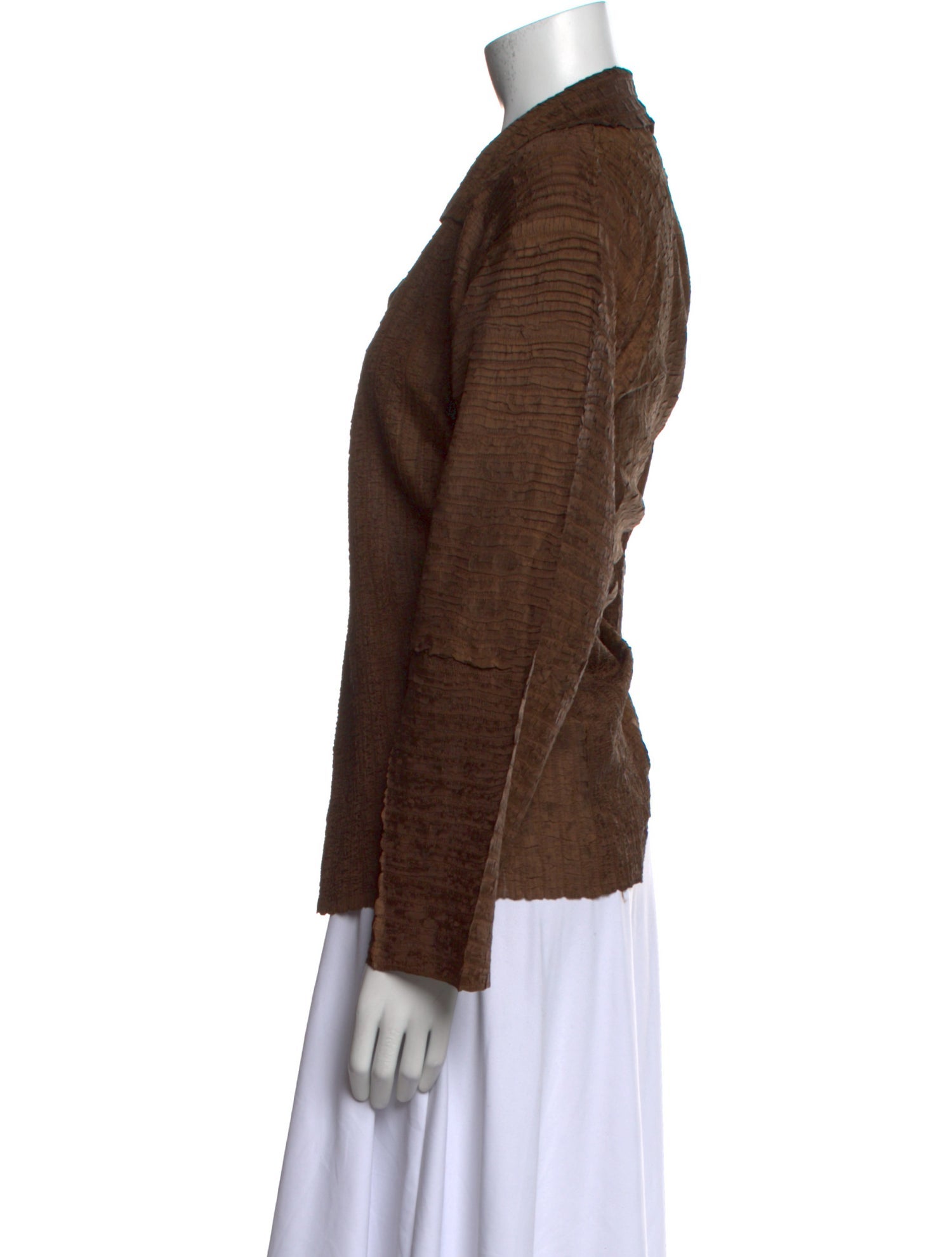 Issey Miyake V-Neck Long Sleeve Blouse