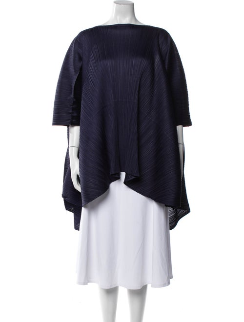 Pleats Please Issey Miyake Bateau Neckline Three-Quarter Sleeve Tunic